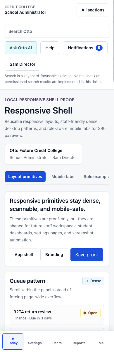 Responsive staff and student patterns screenshot